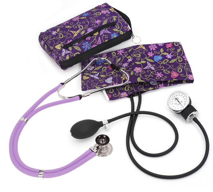Aneroid Sphygmomanometer / Sprague-Rappaport Kit (Floral Stitch Orchid)