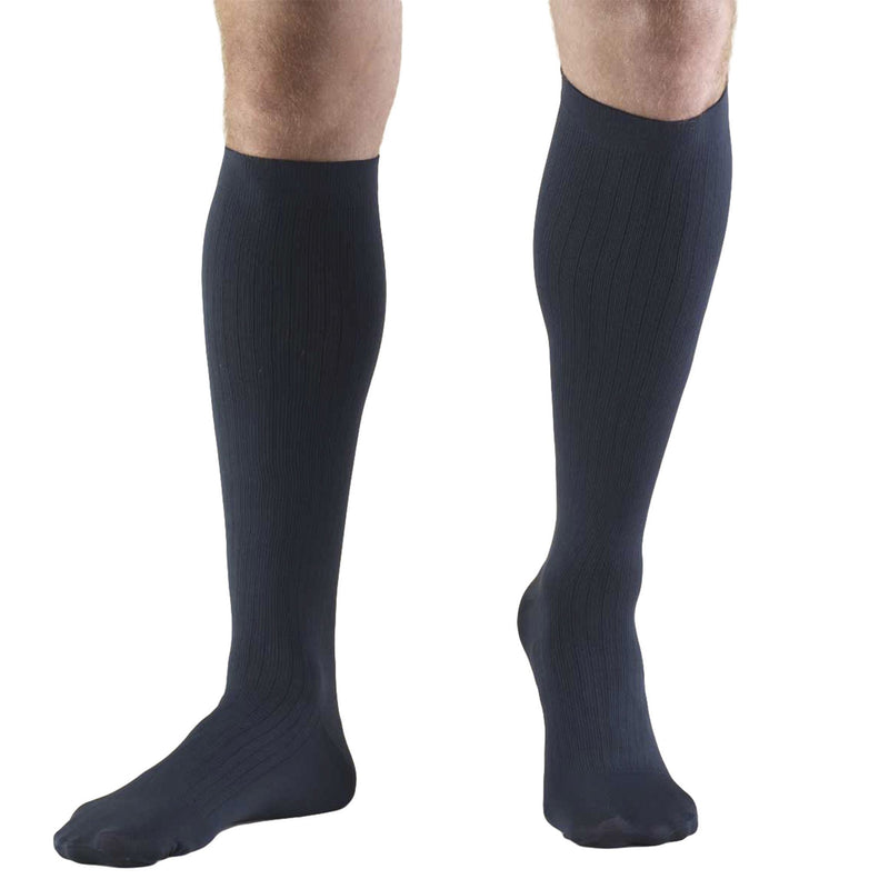 Men's Knee High Dress Style Compression Socks, 8-15 mmHg, Navy,  1942NV