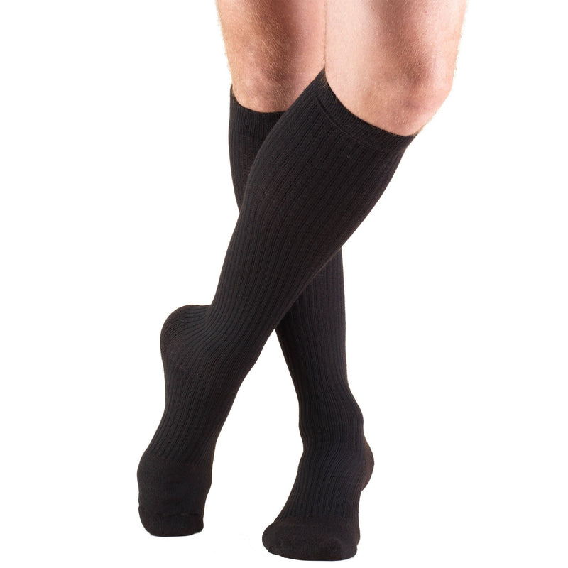 MEN'S KNEE HIGH CASUAL STYLE COMPRESSION SOCKS, 15-20 MMHG, Black, 1933