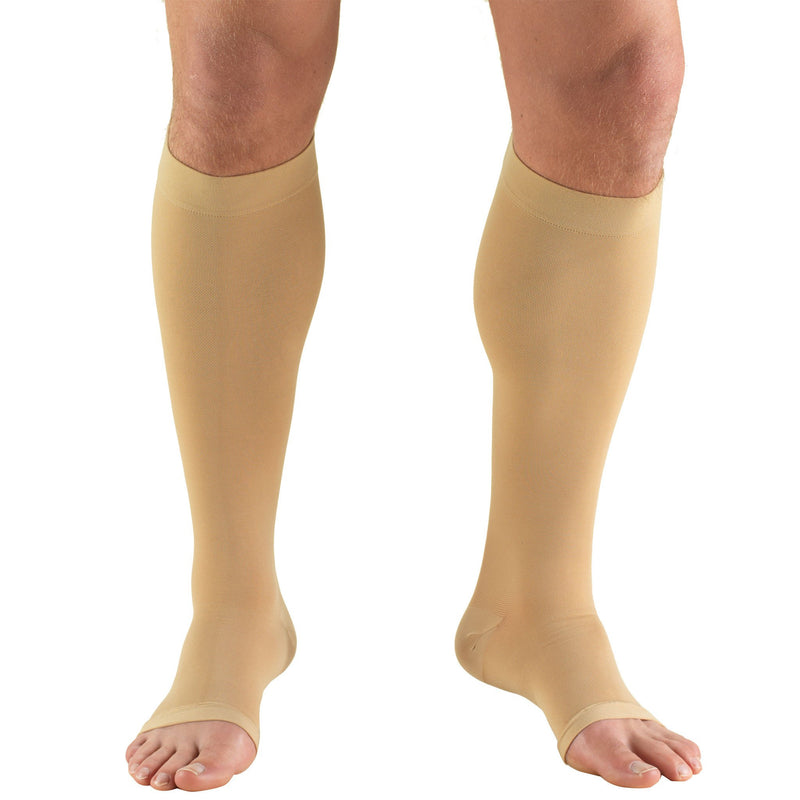 Truform Unisex Compression Stockings, 20-30 mmHg, Knee High, Open Toe, Beige, 0865