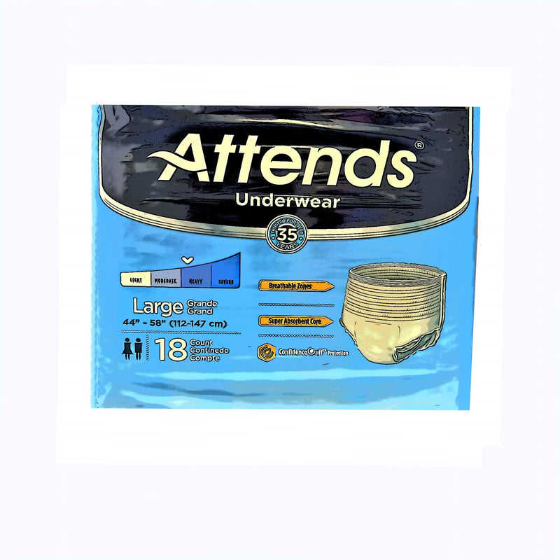 Attends® Underwear-Unisex-Large-Moderate to Heavy Absorbency