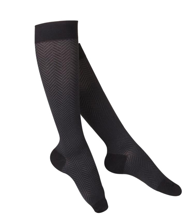 Ladies' TOUCH Chevron Pattern Compression Socks/15-20 mmHg, Black, 1061