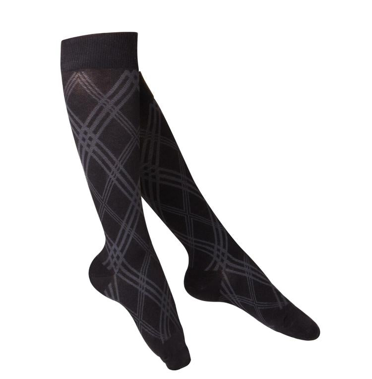 Ladies' TOUCH Argyle Pattern Compression Socks / 15-20 mmHg, Black,1064