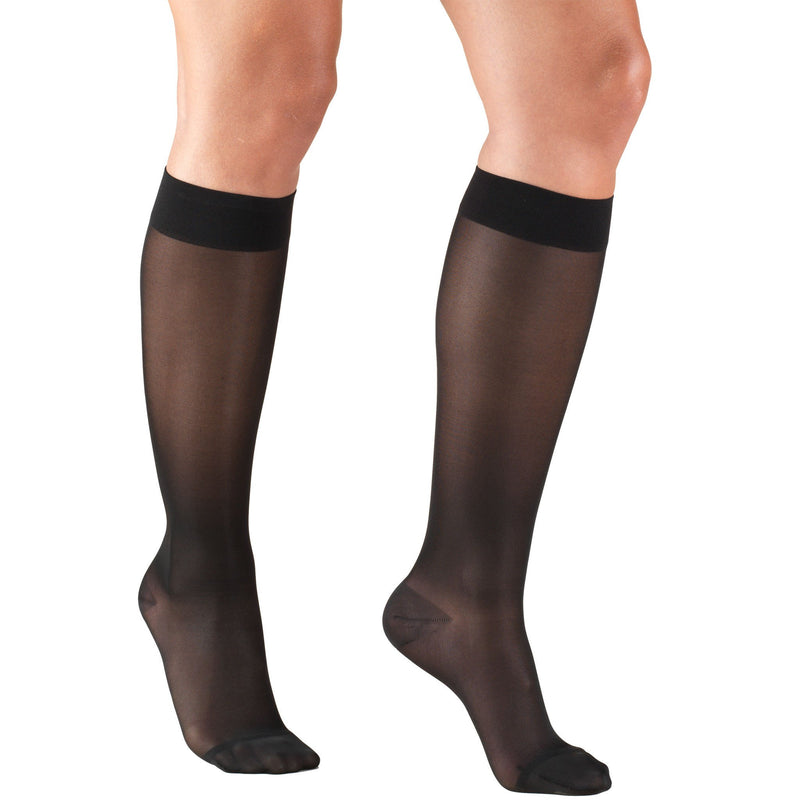 Women's Compression Knee High Stockings, 15-20 mmHg, Sheer Black, 1773