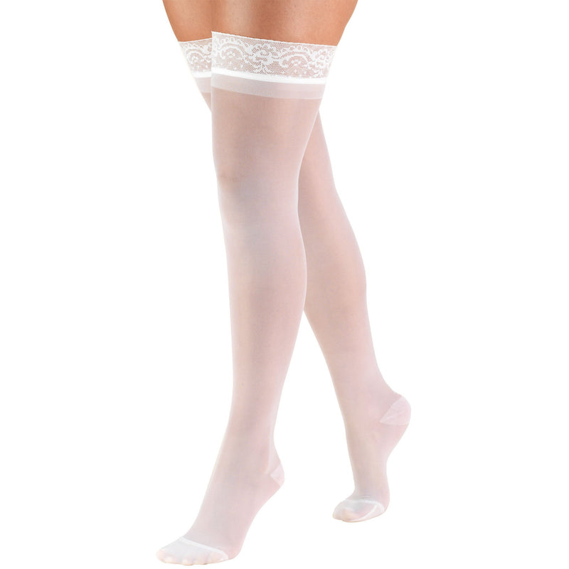 Women's Compression Thigh High Stockings, 15-20 mmHg, Sheer White, 1774