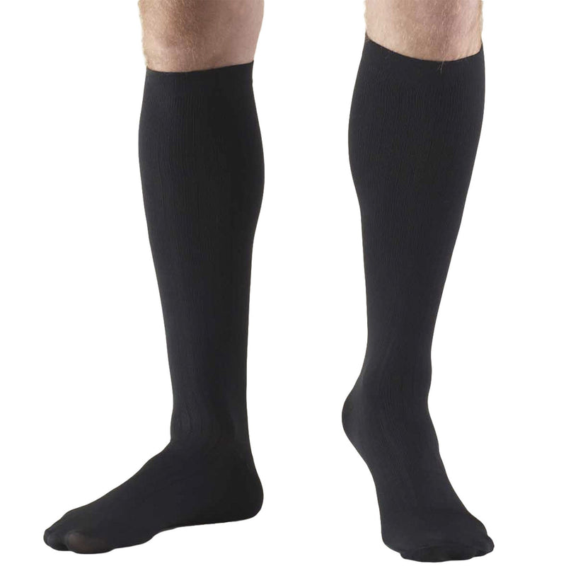 Men's Knee High Compression Socks, 8-15 mmHg, Dress Style, Black, 1942