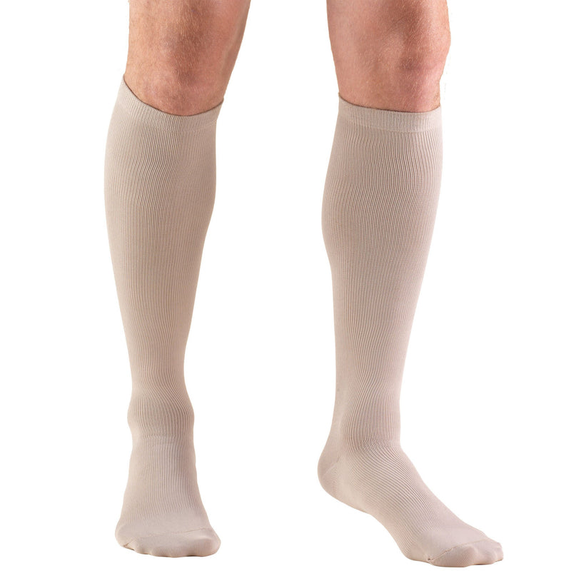 Men's Knee High Dress Style Compression Socks, 8-15 mmHg, Tan, 1942TN