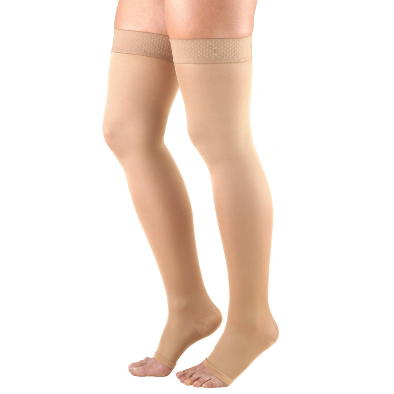 Women's OPAQUE Thigh High Stockings, 20-30 mmHg, Open Toe, Beige, 0362