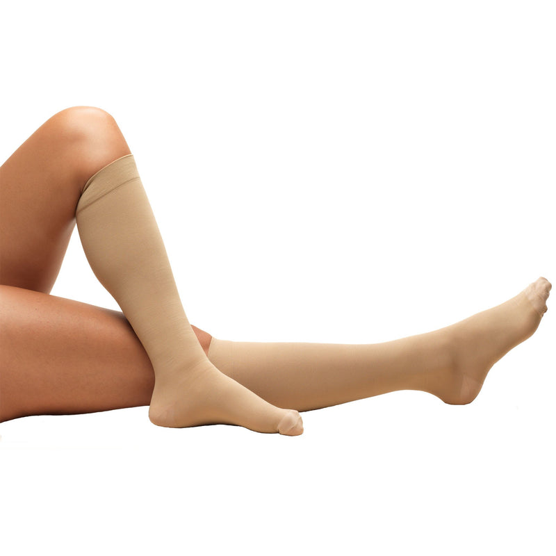 TruForm Unisex Anti-Embolism Knee High Stockings, 18 mmHg, Closed Toe, Beige, 8808