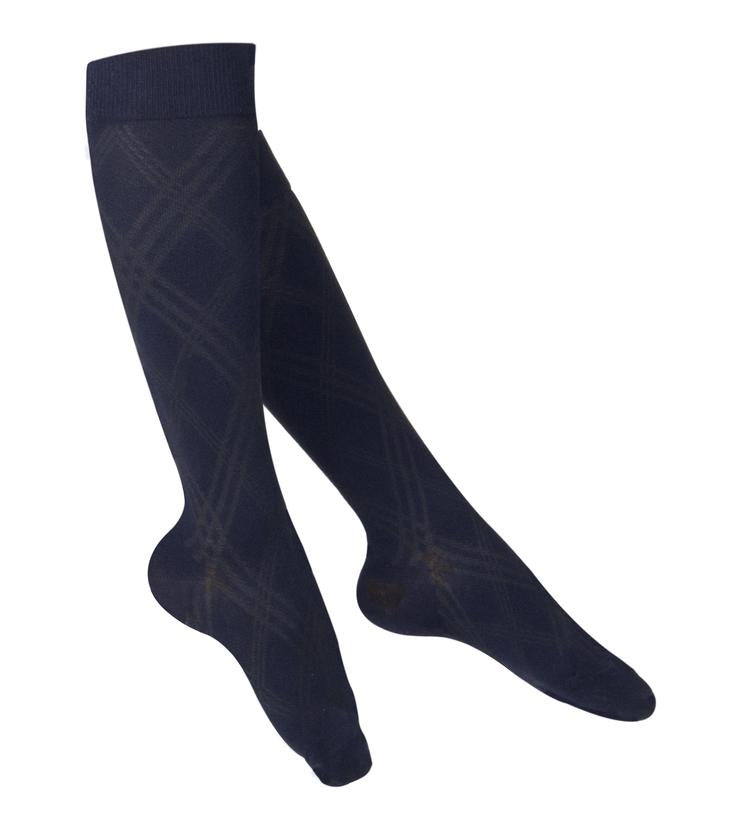 Ladies' TOUCH Argyle Pattern Compression Socks/ 15-20 mmHg,  Navy, 1064