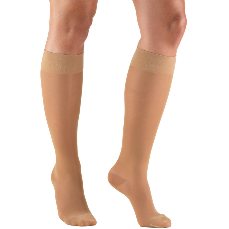Women's Compression Knee High Stockings, 15-20 mmHg, Sheer Beige, 1773